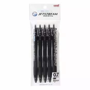Шариковая ручка Mitsubishi Pencil на масляной основе Jet Stream 5 шт. 0,7 черного цвета, легко писать SXN150075P.24