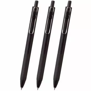 Шариковая ручка Mitsubishi Pencil с гелем, один черный корпус, набор из 3 шт., uni-ball 0,38 мм