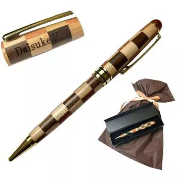 Шариковая ручка Name Natural Company Club Present Gift, Деревянный, Имя, Брак, Выход на пенсию, Праздник, Мероприятия, (Клетчатый узор)
