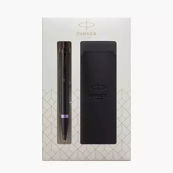 Шариковая ручка PARKER IM Amethyst Purple Ring BT со средним наконечником и чехлом для ручки в подарочной коробке, набор, обычный импорт 2173240 V1d на масляной основе
