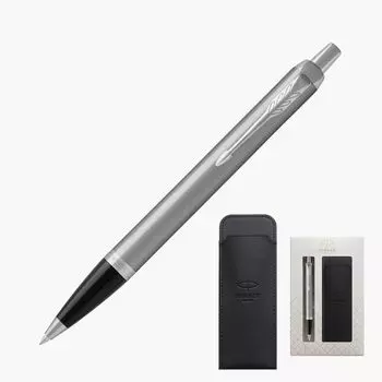 Шариковая ручка PARKER IM Brushed Metal CT Medium Point с ручкой-ножом в подарочной коробке. Оригинальный импортный продукт 2143415Z V1d на масляной основе.