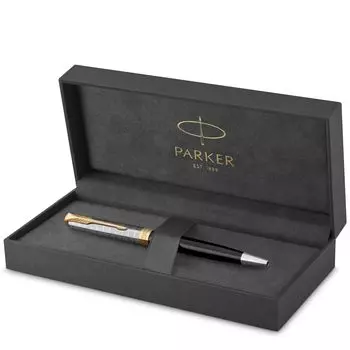 Шариковая ручка PARKER Sonnet Premium Metal Black GT со средним наконечником в подарочной коробке, оригинальный импортный продукт 2119787 и на масляной основе