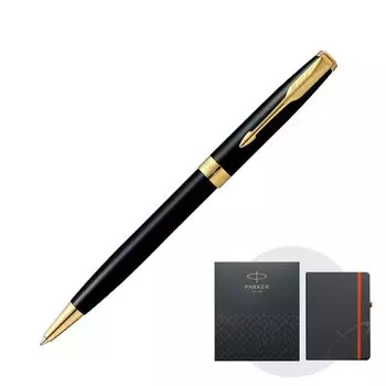 Шариковая ручка PARKER Sonnet Rack Black GT со средним наконечником и оригинальной подарочной коробкой для заметок. Подлинный импортный продукт 1950784 NS на масляной основе