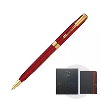 Шариковая ручка PARKER Sonnet Red GT со средним кончиком, оригинальная купюра, в комплекте подарочный набор, подлинный импортный продукт 1950777 NS на масляной основе