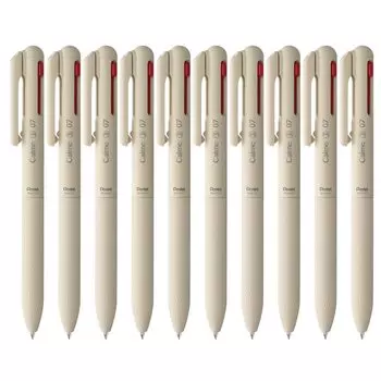 Шариковая ручка Pentel Calme Beige 10 шт. BXAC37H 3-цветная 0,7 мм