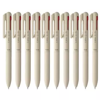 Шариковая ручка Pentel Calme Beige 10 шт. BXAC35H 3-цветная 0,5 мм бежевый