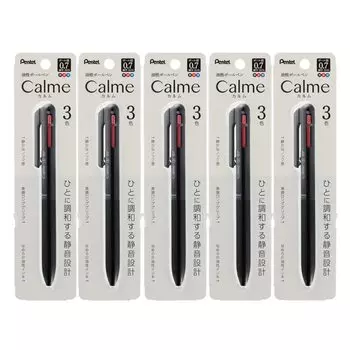 Шариковая ручка Pentel Calme черная 5 шт. XBXAC37A 3-цветная 0,7 мм