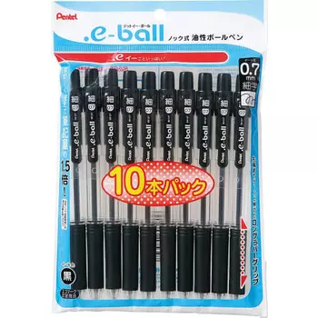 Шариковая ручка Pentel Dot E 0.7 черная XBK127A0 10 шт. в упаковке