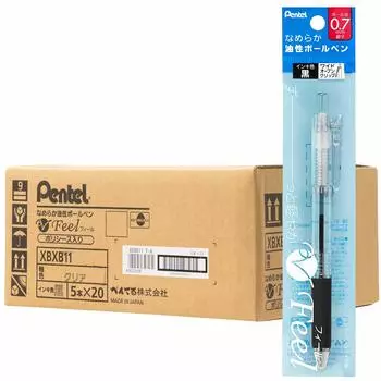 Шариковая ручка Pentel Feel Clear 100 шт. на масляной основе 0,7 мм XBXB117T-A