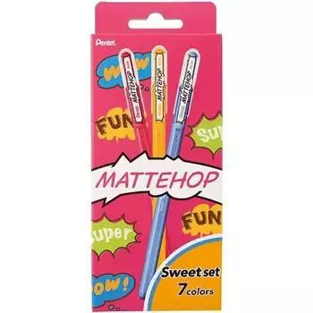 Шариковая ручка Pentel Gel Ink Matte Hop Sweet, набор из 7 цветов (Оптовая закупка) 1,0 мм К110-В7СТБ [x3]