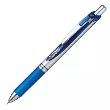Шариковая ручка Pentel с гелевыми чернилами Energel, выдвижной серебряный стержень, синяя, 10 шт., 0,4 мм BLN74-C