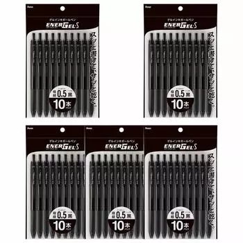 Шариковая ручка Pentel с гелевыми чернилами Energel S, черный стержень, 5 шт., 0,5 мм, XBLN125-A10 чёрный