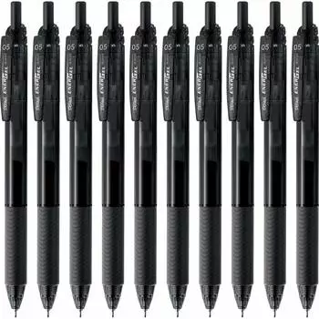 Шариковая ручка Pentel с гелевыми чернилами Energel S, черный стержень, 10 шт., 0,5 мм BLN125-A чёрный