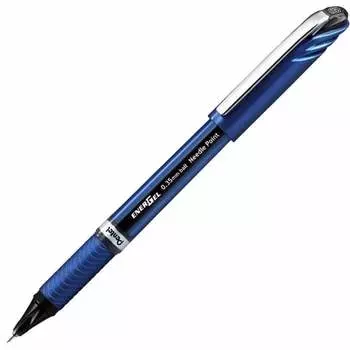 Шариковая ручка Pentel с гелевыми чернилами Energel Euro 0,35 мм синяя Axis XBLN23-A черная 5 шт.