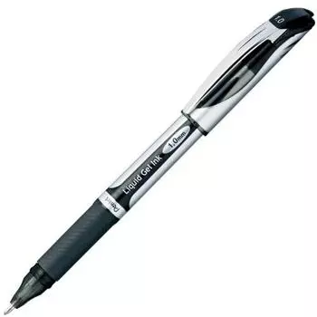 Шариковая ручка Pentel с гелевыми чернилами Energel, тип колпачка 1,0 мм, серебристый стержень XBL60-A, черный, 5 шт.