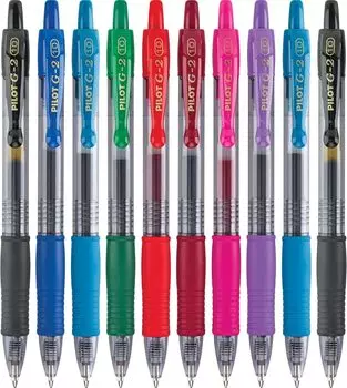 Шариковая ручка Pilot G2 Premium с выдвижным гелем, яркие цвета, 10 шт. в упаковке (1.0mm) (11887)