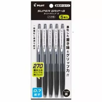 Шариковая ручка Pilot на масляной основе Super Grip G Knock Type 0.7 черная 5 шт. PBSGK50F5BB