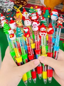 Шариковая ручка Quicksand с рисунком из мультфильма на Рождество Креативная четырехцветная шариковая ручка с нажатием Офисные принадлежности Канцелярские товары для студентов Подарки A3