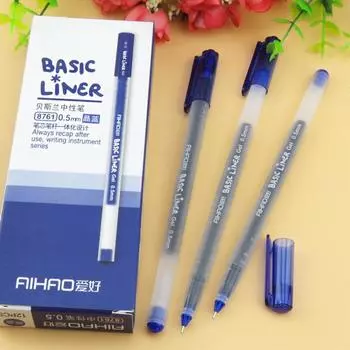 Шариковая ручка-ролик для письма с гелевыми чернилами 0,5 мм, канцелярские принадлежности для офиса чернил синий