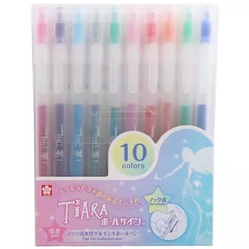 Шариковая ручка Sakura Crepas Ball Sign Tiara Knock Limited 10 цветов на водной основе GBRA208T-10
