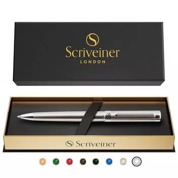 Шариковая ручка Scriveiner из нержавеющей стали, черная ручка Schmidt из нержавеющей стали, потрясающая роскошная ручка с лучшей шариковой ручкой, подарочный набор для мужчин, прекрасная ручка