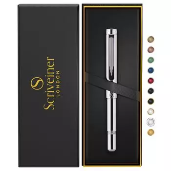 Шариковая ручка Scriveiner Silver Chrome EDC Luxury Pen Великолепная тяжелая карманная ручка с хромированной отделкой Удобная ручка для письма Лучшая ручка в подарок для мужчин и женщин
