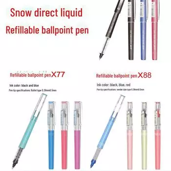 Шариковая ручка Snow White Quick-Dry 0,38 мм с жидкостью, заправляемая, большой емкости для офиса и учебы 0.5mm Bullet Refill, R05 синий