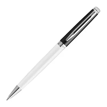 Шариковая ручка WATERMAN Metropolitan Essential Black White CT с тонким наконечником в подарочной коробке, подарочная, класса люкс, обычная, импортная, 2202912 на масляной основе