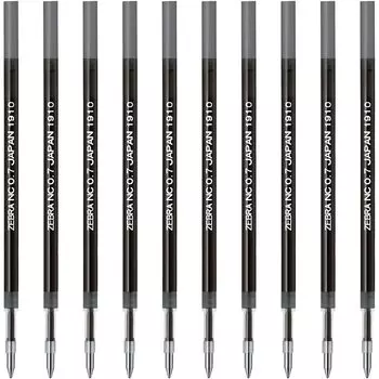 Шариковая ручка Zebra Blen, масляные стержни, NC-0.7, черный, упаковка 10 штук, B-RNC7-BK