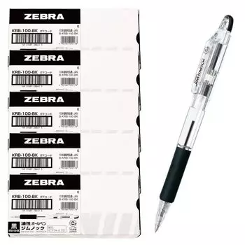 Шариковая ручка Zebra Jimknock Black 50 шт. на масляной основе 0,7 мм KRB-100-BK-50AZ