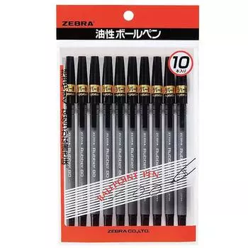 Шариковая ручка Zebra Rubber 80 Black 10 шт. на масляной основе PR-8000-BK10