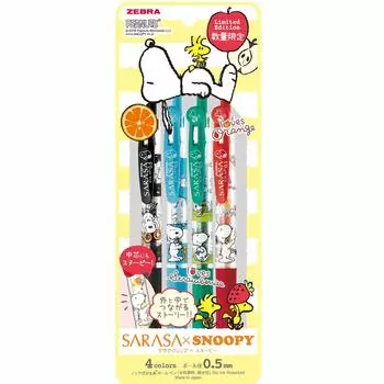 Шариковая ручка ZEBRA SARASA Clip 0,5 мм, SNOOPY, набор из 4 цветов, JJ29SN44CB
