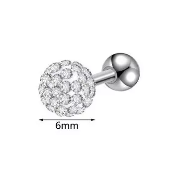 Шариковые серьги Хирургическая сталь Беруши Пирсинг Украшения для тела Серьги-гвоздики 1.2*6*6mm