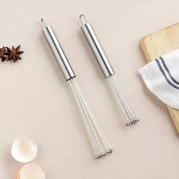 Шариковый венчик из нержавеющей стали, устойчивый к ржавчине шарик для взбивания яиц, ручные инструменты для смешивания 4.5*25cm серебряный