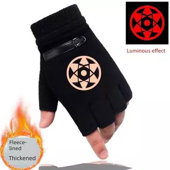 Sharingan Half Finger Mittens Red luminous kaleidoscope (Fleece-lined model)
