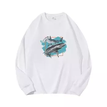 Shark Autumn Clothing Длинные рукава из чистого хлопка, новый мужской и женский топ, весенний внутренний слой, базовая рубашка, футболка с круглым вырезом и длинными рукавами M коричневый