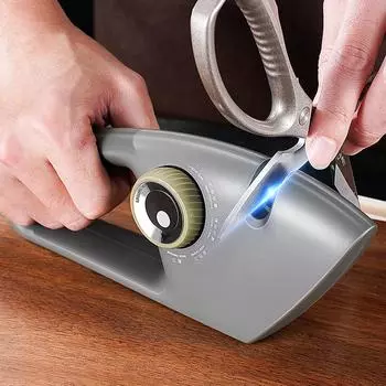 Shark Shape 5 Gears Adjustable Multifunctional Knives Sharpener Non-slip Base Unidirectional Pull Back Scissors Sharpening Tool L