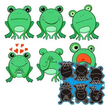 Шарлатан Зеленая лягушка Дизайн Стиль Металлические трафареты DIY Скрапбукинг Трафарет для тиснения Бумага Ремесло Шаблон альбома серебряный