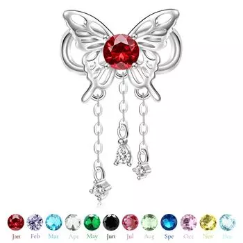 Шарм-бабочка, подлинное серебро 925 пробы, 12 цветов, камни по случаю рождения, бусина для женщин, браслет, изысканные женские ювелирные изделия, модные бусы, ювелирные изделия своими руками, подарок