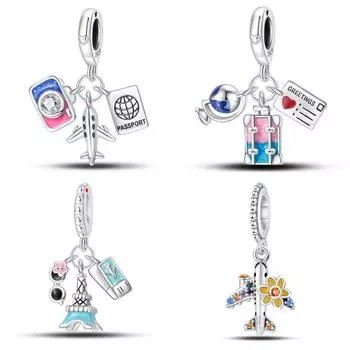 Шарм бусины путешествия самолет камера багаж DIY ювелирные изделия аксессуары браслет