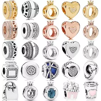 Шарм из стерлингового серебра 925 пробы с вращающимися сердечками, восхитительный жемчуг в виде попкорна, фирменные ароматические бусины, подходят для популярного браслета, ювелирные изделия своими руками