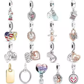 Шарм из стерлингового серебра 925 пробы, светящаяся в темноте лампочка с двойным ореолом в виде сердца, подвесной замок, бусина, подходит для популярного браслета, ювелирные изделия своими руками
