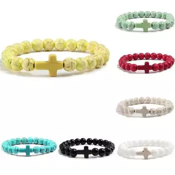 Шарм матовый бисер браслеты ручной работы натуральный камень молитвенный крест 1 шт мужской женский браслет ювелирные изделия подарок уникальный