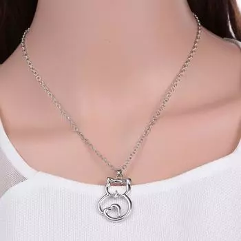 Шарм Минималистичный Оригинальный Дизайн Посеребренные Роскошные Кристалл Кошка Подвески и Ожерелья на Шею Женские Ювелирные Изделия Подарки серебряный