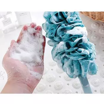 Шарм мягкая длинная сетчатая щетка для ванны, губка для щетки-сетки 1 шт., подвесная ручка синий