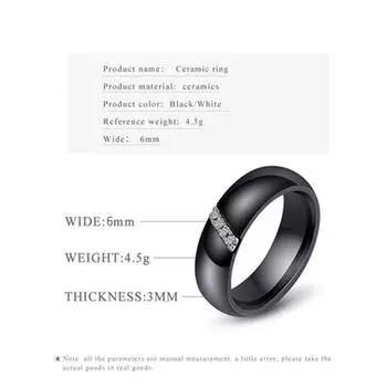 Шарм Свадебные влюбленные Кольцо Простой Черный Девушка Мода Белый Подарок на годовщину Круглый Керамика Ювелирные Изделия 6 чёрный