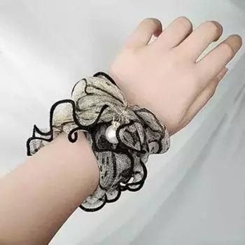 Шарм темперамент милый жемчужный шелковый шарф кулон квадратные забавные ушки край элегантный универсальный принт женский галстук 9