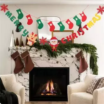 Шармовые изделия Флаг Вытягивание букв Цветной рождественский флаг Рождественский декоративный Новый домашний праздник 1 комплект Треугольный флаг Подвеска Style1