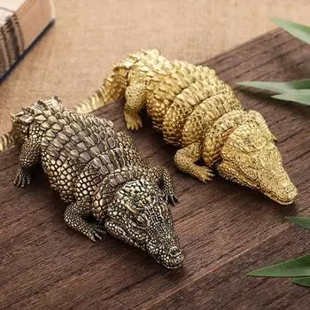 Шарнирная фигурка крокодила, многосуставная подвижная фигурка животного из сплава, модель статуи, скульптура, настольная книжная полка, украшение, орнамент, подарок на фестиваль античный бронзовый