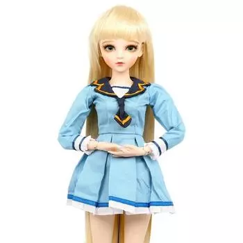 Шарнирная кукла Акарачи 60см в костюме матросской формы, синяя